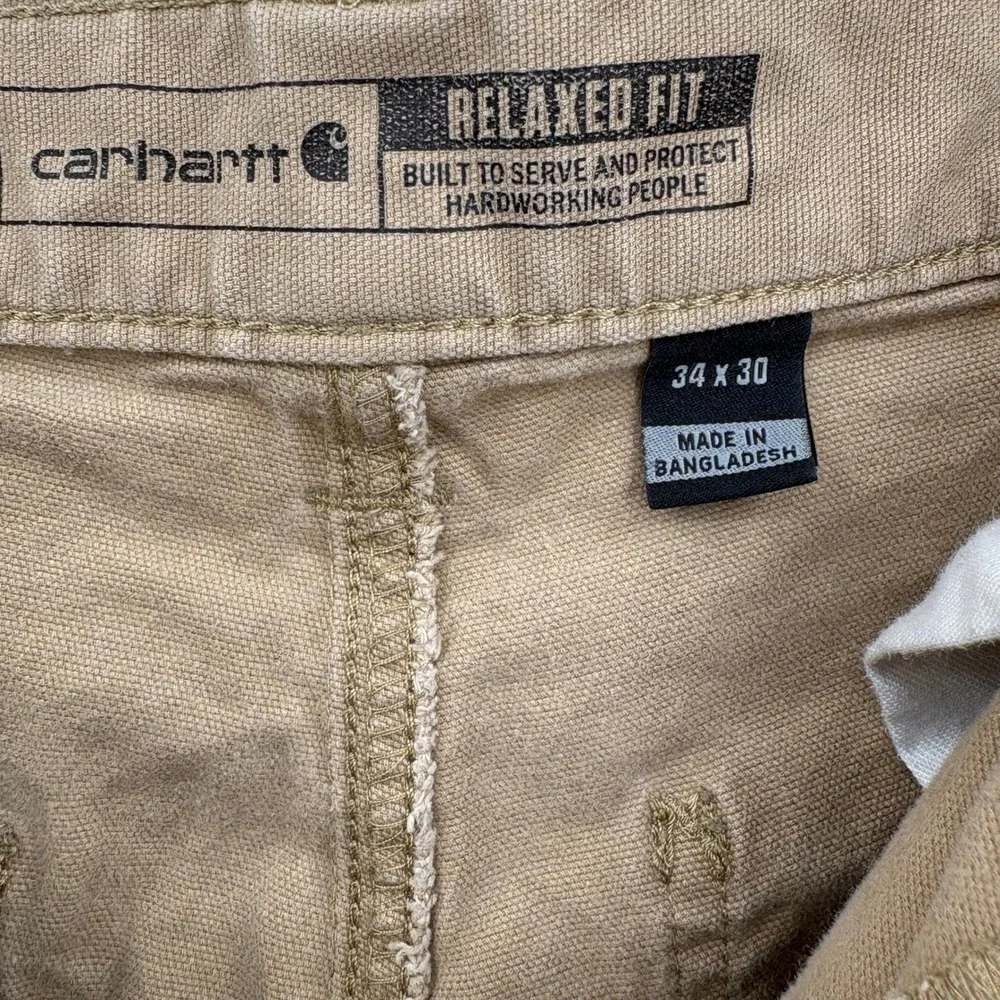 Lot of 2 Carhartt‎ Mens Rugged Flex Relaxed Fit Canvas Work Pants 34x30 Tan